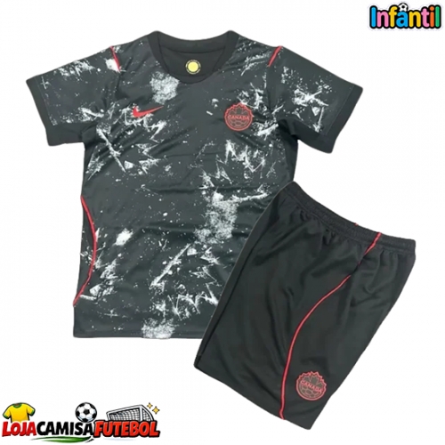 Camisa de Futebol Canadá Equipamento Secundário Infantil Mundo 2026 Manga Curta (+ Calças curtas)